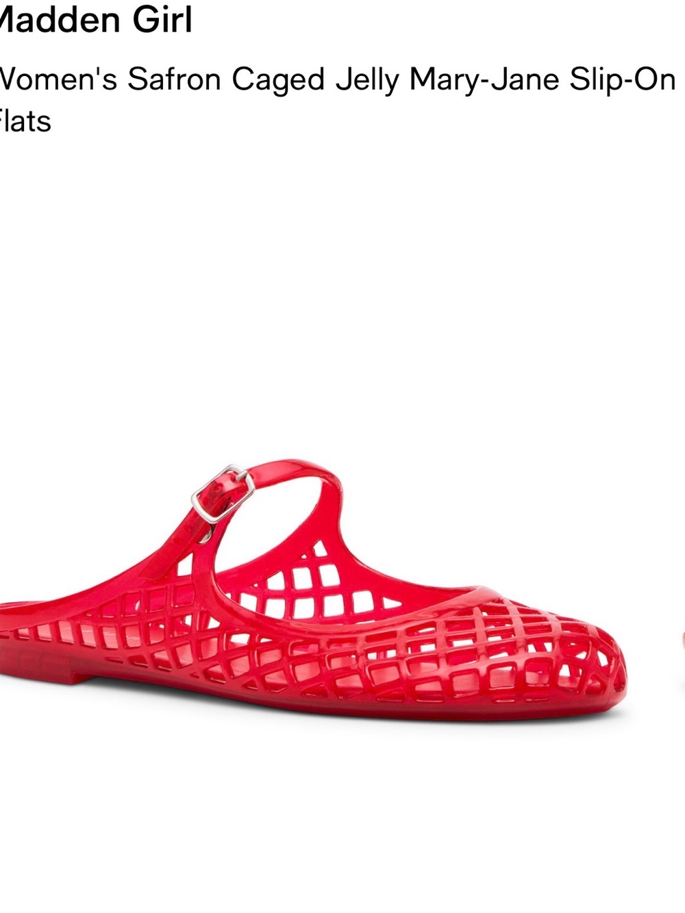 Madden Girl Women's Red Caged Jelly Mary-Jane Slip-On Flats